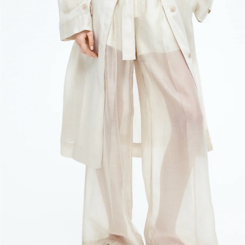H&M SOLD OUT ONLINE Wide-Leg Sheer Pants in Cream